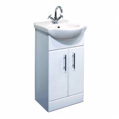 Abbott 450mm Bathroom Basin Units - Gloss White with Single Tap Hole 